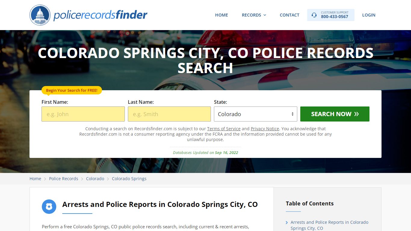 COLORADO SPRINGS CITY, CO POLICE RECORDS SEARCH - RecordsFinder